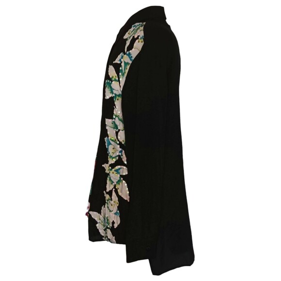 Diane Gilman Silk Sequin Cockatoo Tropical Birds Floral Blouse Size Large VTG - Picture 4 of 16